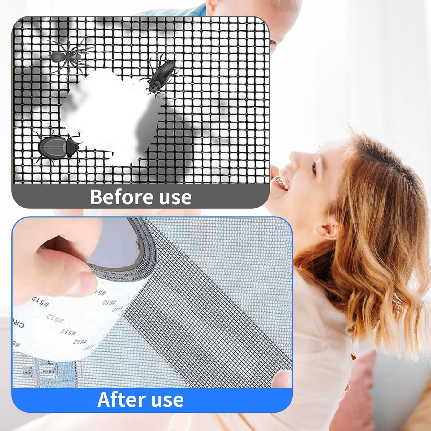 Benksaas Strong Adhesive Screen Repair Tape, 2025 Upgrade Screen Repair Kit Window Screen Repair Tape, Household Self-Adhesive Screen Tape Mesh Window Repair Patch for Doors, Windows (3 Colors)