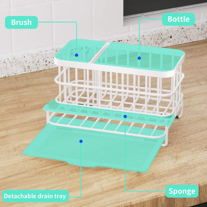 HapiRm Kitchen Sink Organizer, SUS304 Stainless Steel Rustproof Multifunctional Large Sink Caddy with Sponge Holder and Drain Tray for Kitchen Countertop (Silver)