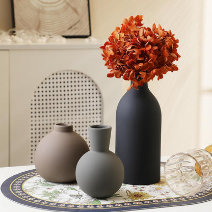 Ceramic Vase Set of 3, Decorative Vases Home Decor Modern Neutral Flower Pampass Boho Vase for Living Room, Table, Mantel, Entryway, Bookshelf, Kitchen, Bedroom, Bathroom - White