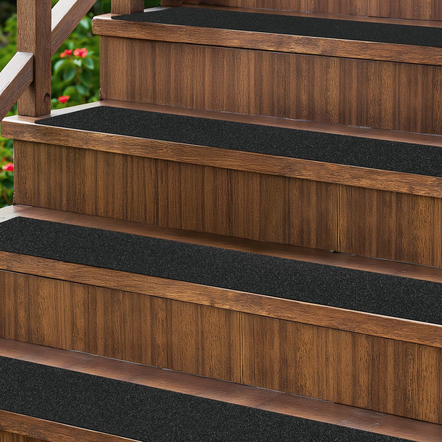 KOOTETA Stair Treads for Wooden Steps Indoor, 15 Pack 8" X 30" Non Slip Carpet Stair Treads with Reusable Adhesive for Kids Elders and Dogs, Surface Polyester TPR Backing Stair Runner Rugs, Dark Grey