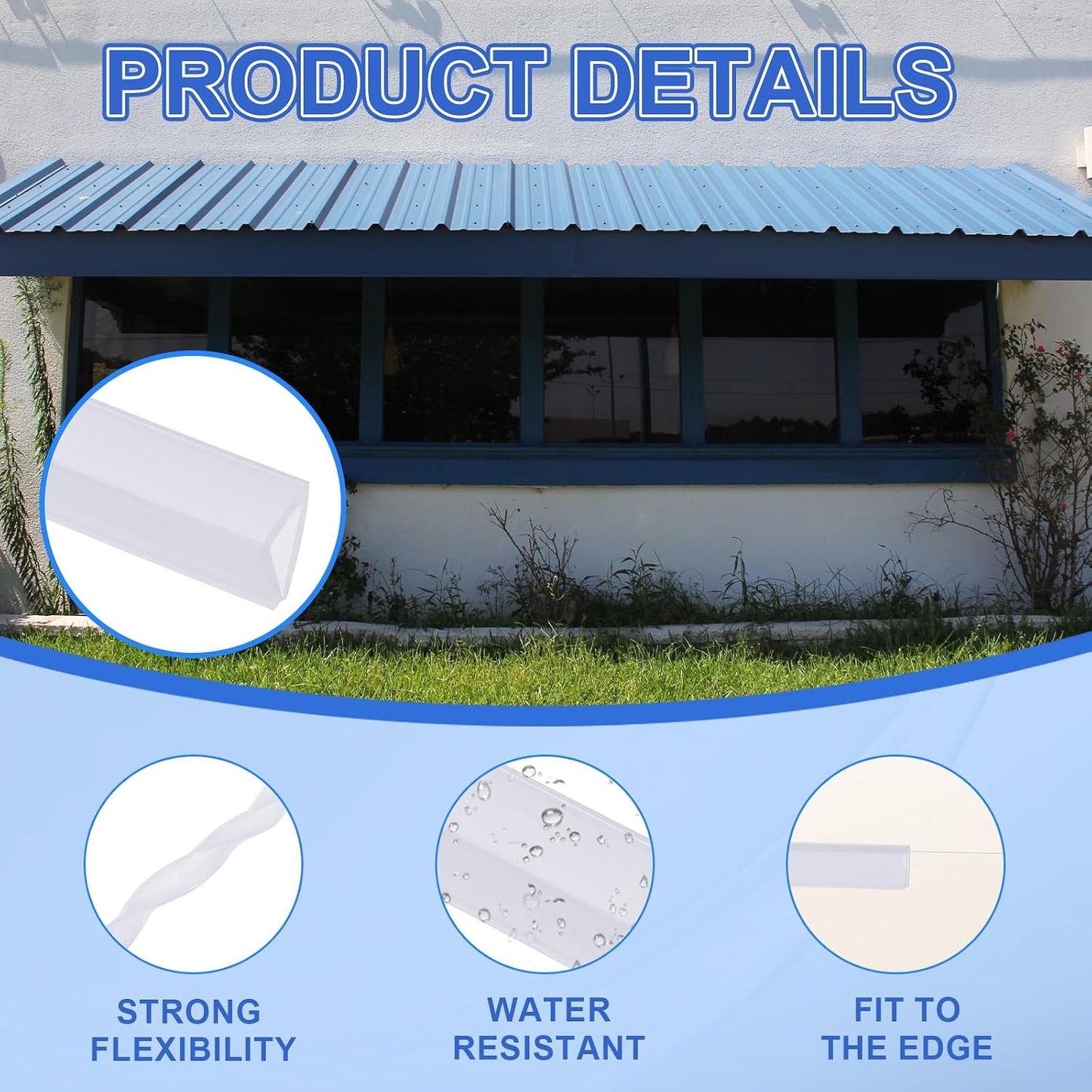 YOKIVE Clear Rubber U Channel Edge Trim, Silicone Door Seal Strip 3/16" Slot Fit for 5/32"-7/32" Edge | Metal Edge Guard Protector Great for Plywood, Glass, Sheet Metal (10-Feet)
