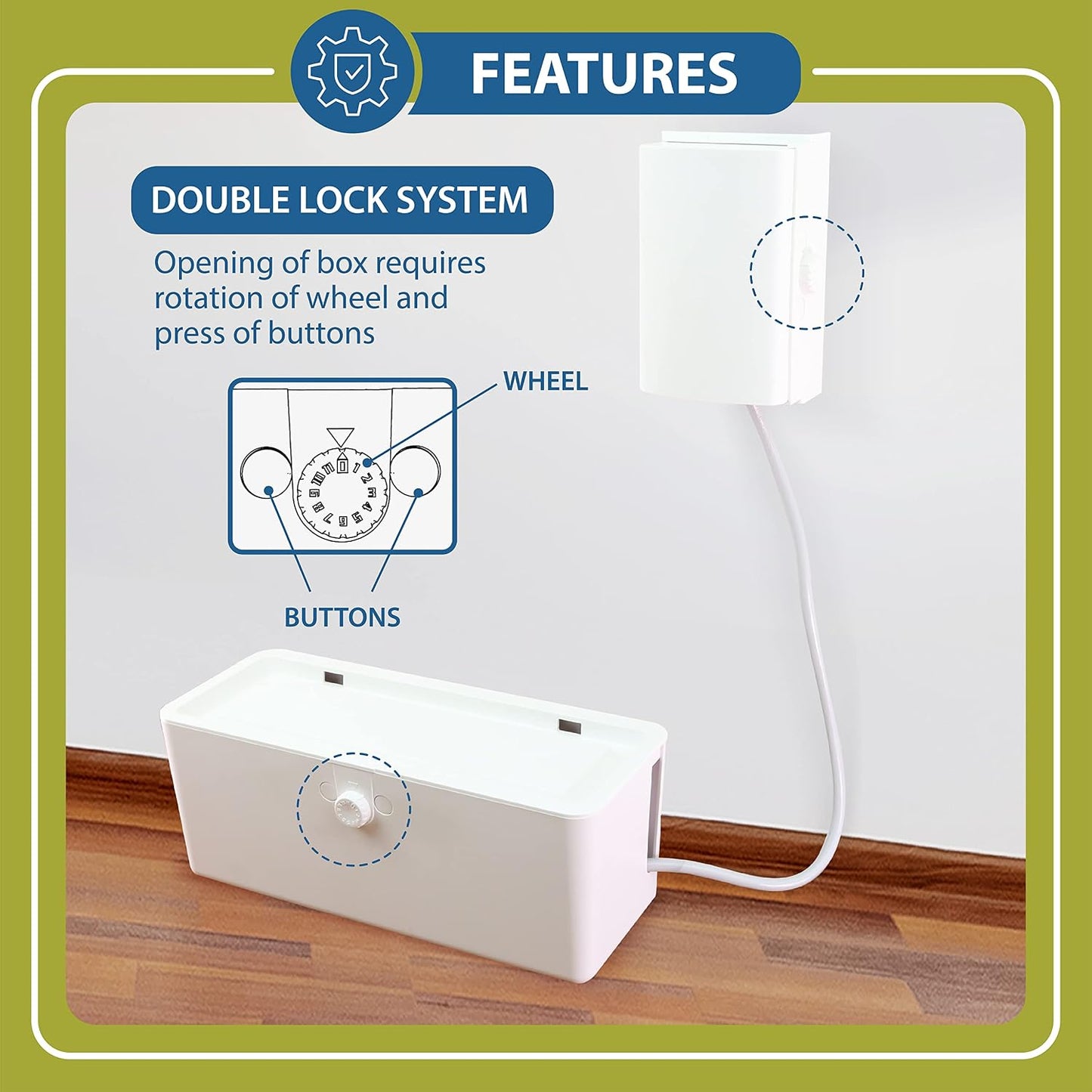 Power Strip Cover and Outlet Cover Box - Effectively Baby Proofs Power Strip on Floor or Wall, Protects Small Hands & Fingers, Cover Box and Outlet Cover Box (White-Bundle)