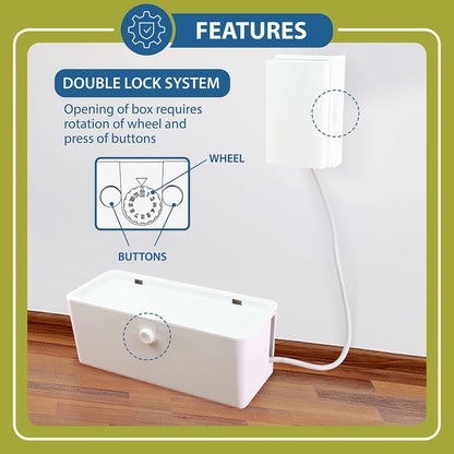 Power Strip Cover and Outlet Cover Box - Effectively Baby Proofs Power Strip on Floor or Wall, Protects Small Hands & Fingers, Cover Box and Outlet Cover Box (White-Bundle)