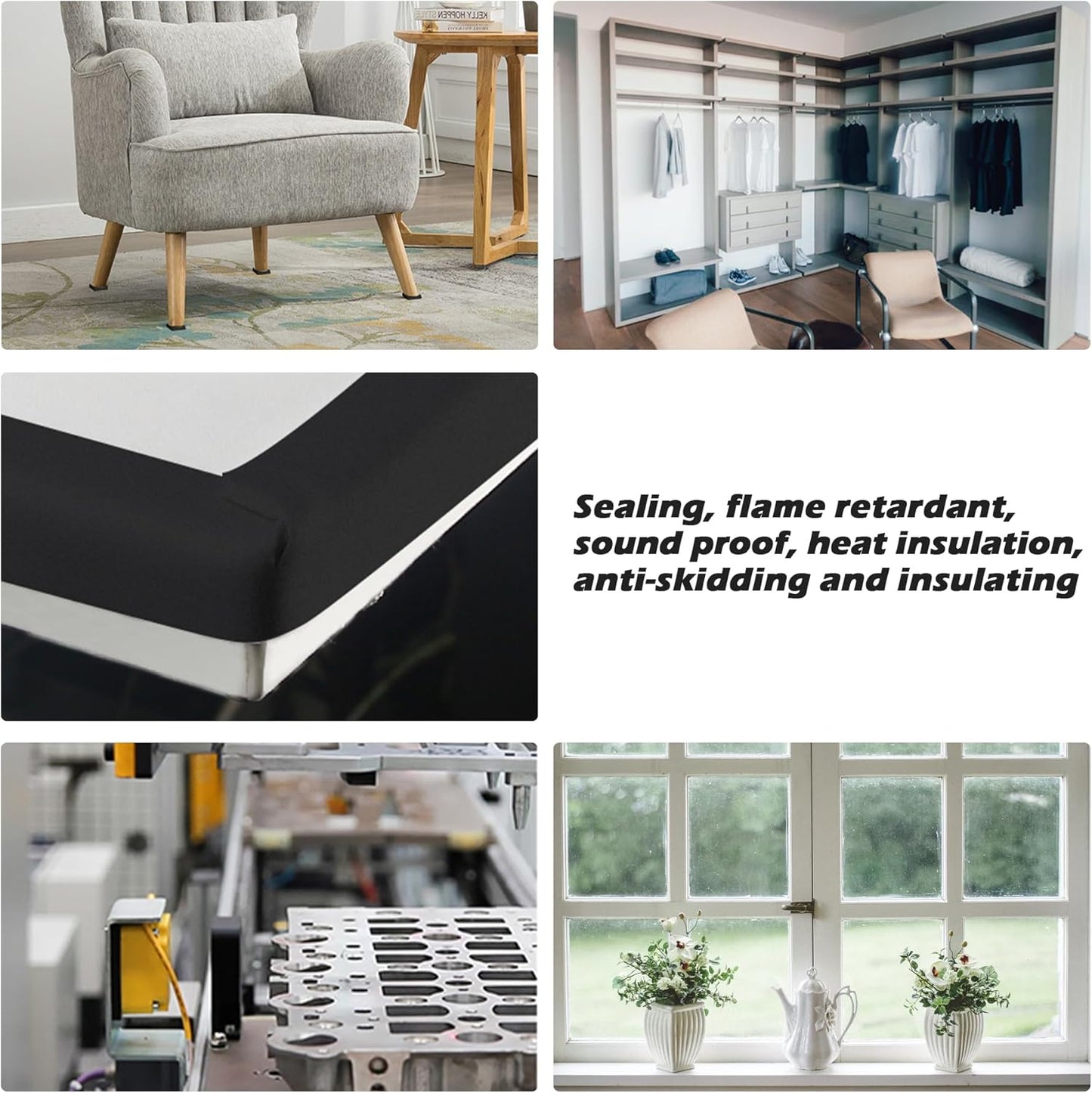 ToLanbbt White Door Window Weather Stripping Self Adhesive Foam Tape High Density Foam Sealing Strip Window Insulation Weatherproof Gasket Tape for Doors and Windows (1/2" W X 1/8" T X 16.5')