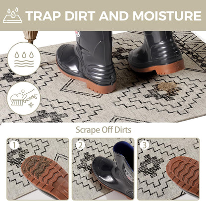 Door Mat 17"x30",Door Mat Indoor Entrance Dirt Resistant and Absorbent Non-Slip Rubber Backing Front Door Mats Washable Low-Profile Indoor Mats for Entryway, Inside Entrance Easy Clean Gray