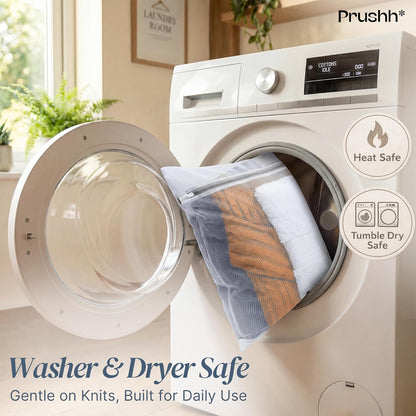 3Pc Spacious Durable Mesh Laundry Bags (16x20 Inches) Protects Delicates, Fine Mesh for Uniform Wash & Dry, Auto-Lock Zipper, Washer-Friendly, For Home, Dorm or Storage, Fits Socks to Sweaters