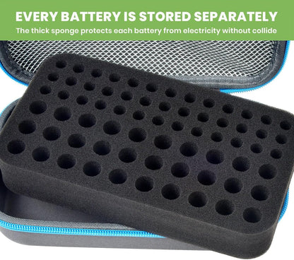 ALKOO 136+ Battery Organizer Storage Case with BT-168 Tester | AA AAA C D 9V & Button Cells Batteries Holder Box, Foam Protection, Home / Garage / Drawer Organization, Case Only, Red