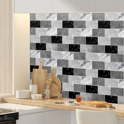 BSABSAQAA 10 Sheets Peel and Stick Backsplash for Kitchen 12"X12" Back Splash Adhesive Subway Wall Tile Sticker for Bathroom on Renter Friendlyn Marble