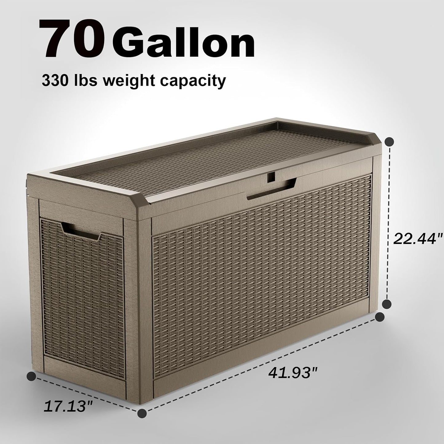 PatioZen 50 Gallon Deck Box Outdoor, Weatherproof Resin Patio Storage Box, Waterproof Outdoor Storage Boxes with Lid Lockable for Cushions, Garden Tools,Grey