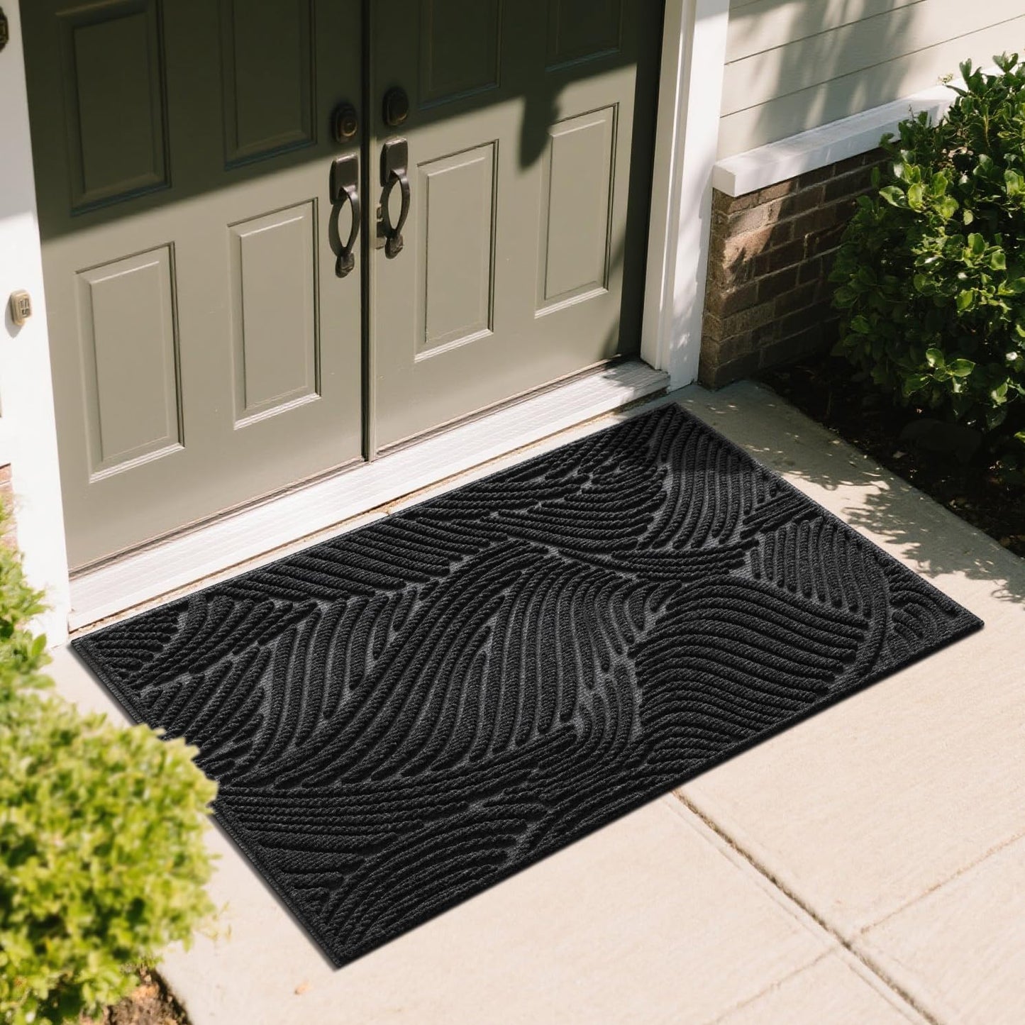 Yimobra Doormat Outdoor Entrance, Simple Stripes All-Weather Waterproof & Non-Slip Mat for Front Door, Heavy Duty Welcome Mat for Indoor, Garage, Patio-29.5x17, Dark Grey