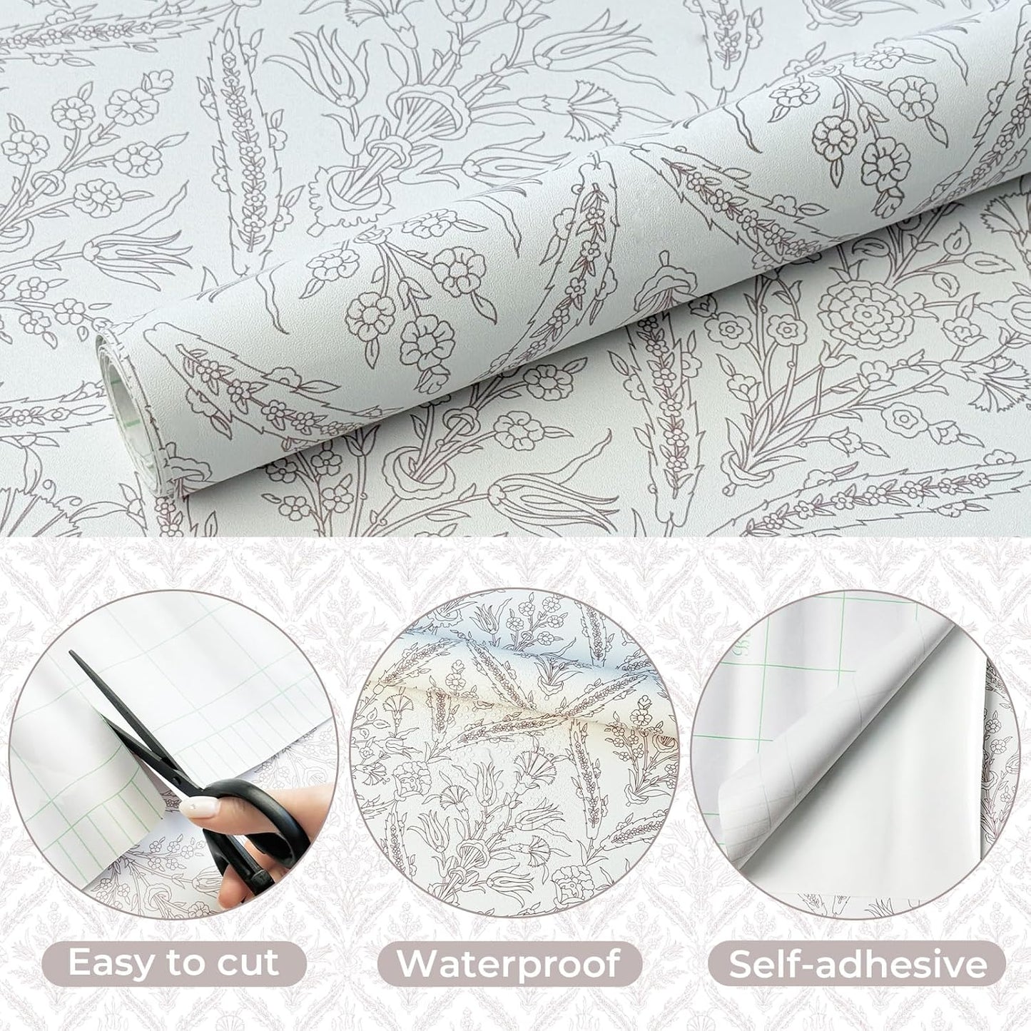 YXTII 17.3" × 78.7" Vintage Wallpaper Peel and Stick Self Adhesive Removable Neutral Wallpaper for Bedroom Drawers Cabinets