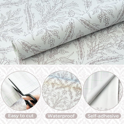 YXTII 17.3" × 78.7" Vintage Wallpaper Peel and Stick Self Adhesive Removable Neutral Wallpaper for Bedroom Drawers Cabinets