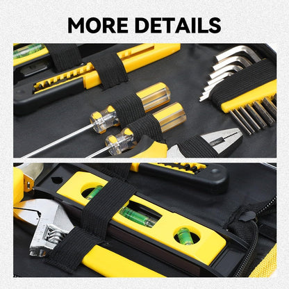 Auto Dynasty Tool Kit for Home 16-Pieces, Basic Household Hand Tool Sets with Hex Key Screwdriver and Adjustable Wrench, All in One Storage Bag for Garage, Home Maintenance, Auto Repair (Orange)