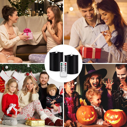 3"x4" Flickering Flameless Battery Candles with Timer, White Realistic LED Pillar Candles, Set of 2 Large Remote-Operated Candles for Home Indoor/Outdoor & Holiday Decor