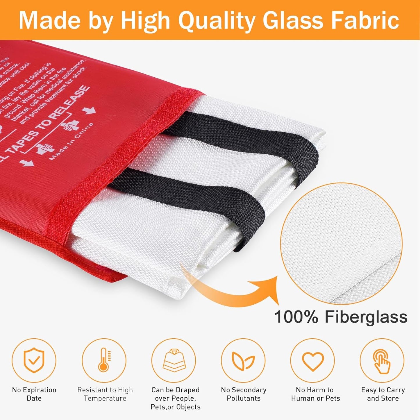 Emergency Fire Blanket Kitchen - LUXJET 4 Pack Fiberglass Fire Retardant Blanket, Fire Extinguisher for Kitchen, Survival Gear, Construct, Gas Station, Warehouse