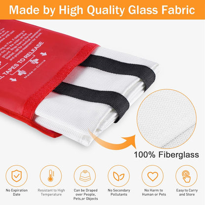 Emergency Fire Blanket Kitchen - LUXJET 4 Pack Fiberglass Fire Retardant Blanket, Fire Extinguisher for Kitchen, Survival Gear, Construct, Gas Station, Warehouse