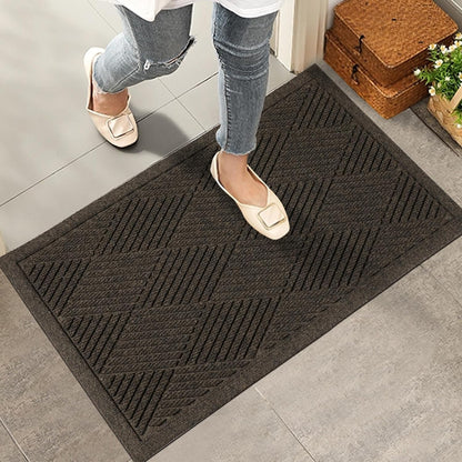HIYARD Sturdy Front Door Mat, Absorbent Muddy Dirt Resist Welcome Door Mats Outdoor Indoor, Stain and Fade Resistant, Non-Slip Rubber Backing Low Profile Doormat for Entryway, 30×17, Beige