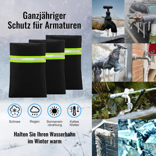 Outdoor Faucet Covers for Winter Freeze Protection, Waterproof Thickened Socks, Reusable Insulated Spigot Cover, 8.3" H x 5.9" W, 3 Pack Black