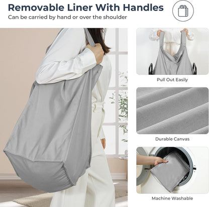 STO STO Laundry Hamper 3 Section, 120L Rolling Laundry Sorter Cart with Removable and Washable Liner Bag, Clothes Hamper with Wheels and Metal Handle for Laundry Room and Bedroom