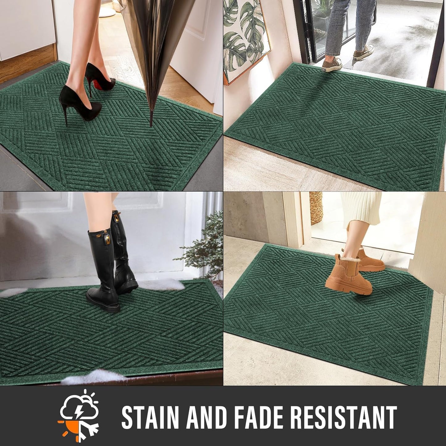 HIYARD Sturdy Front Door Mat, Absorbent Muddy Dirt Resist Welcome Door Mats Outdoor Indoor, Stain and Fade Resistant, Non-Slip Rubber Backing Low Profile Doormat for Entryway, 30×17, Beige