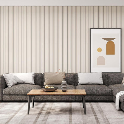 Modern Peel and Stick Wallpaper 17.3" x 78.7" Self Adhesive Wallpaper Textured Neutral Stripe Contact Paper Removable Vinyl Wall Paper for Living Room Bedroom Accent Wall Modern Minimalist Wall Decor