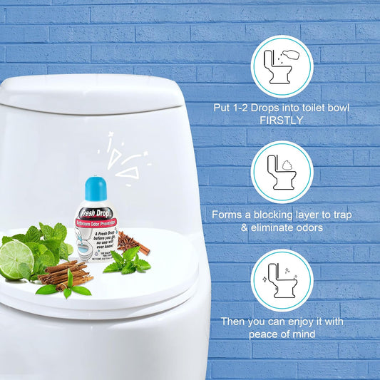 Fresh Drop Poop Odor Eliminator, Toilet Odor Eliminator, One Drop Toilet Deodorizer, Toilet Spray, Air Freshener Spray, 0.67 Fl Oz Each, 3 Pack