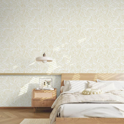 Dimoon 17.3" X 78.7" Peel and Stick Wallpaper Floral Contact Paper Boho Beige White Renter Friendly Natural Wall Paper Waterproof Removable Self Adhesive Wallpaper for Bedroom Livingroom Vinyl Roll