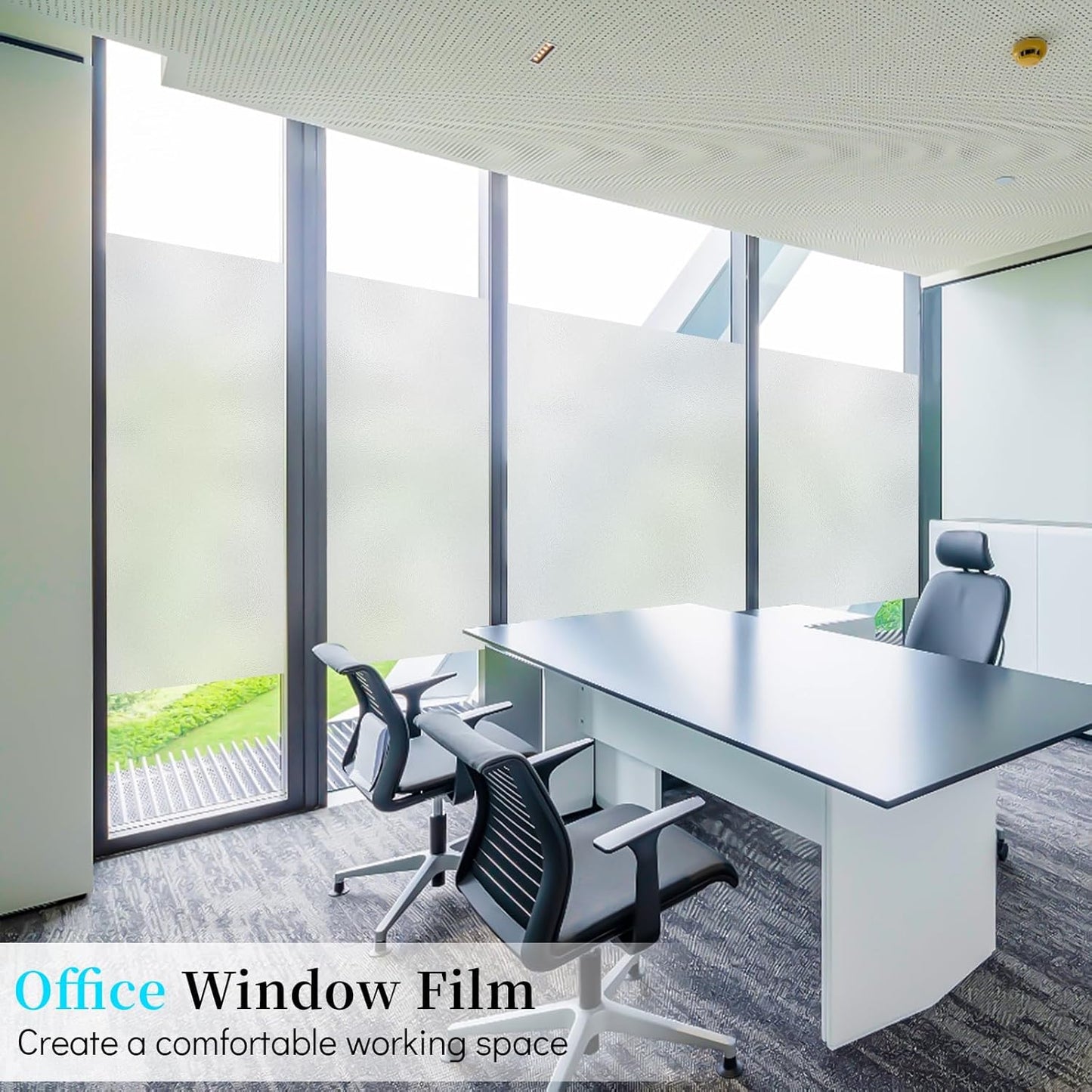Niviy Frosted Glass Window Privacy Film Decorative, Static Cling Bathroom Window Frosting Film Day and Night Windows Cling Home Glass Door Cover, 17.5 inch x 78.7 inch