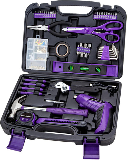 CARTMAN Orange 198-Piece 12V Cordless Drill Tool Combo Kit | Complete DIY repair tools for home, office & garden maintenance, professional household tool set with robot style storage box