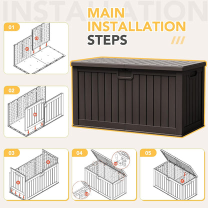 32 Gallon Deck Box Outdoor Indoor Waterproof Storage Box for Patio Furniture, Pool Accessories, Garden Tools, and Cushion Storage, Black