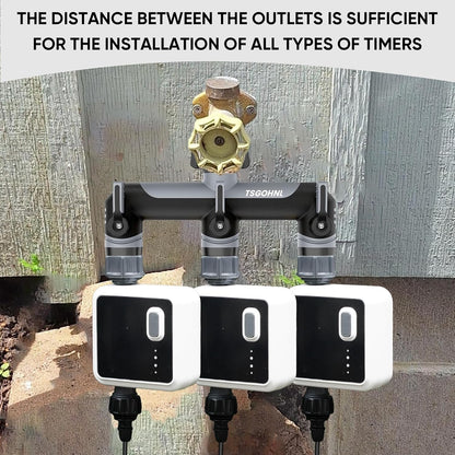 3 Way Garden Hose Splitter, High Flow Outdoor Faucet Splitter with 3 Independent Shut Off Valves, Wide Spacing for Timers, Standard 3/4" GHT for Lawn Yard Garden Watering