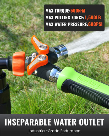 RAINPOINT 2 Way Garden Hose Splitter | Heavy Duty Water Spigot Splitter with Shutoff Valves, 100% Metal Body, 1.9" Extra Long Metal Handle, 3/4" GHT Thread