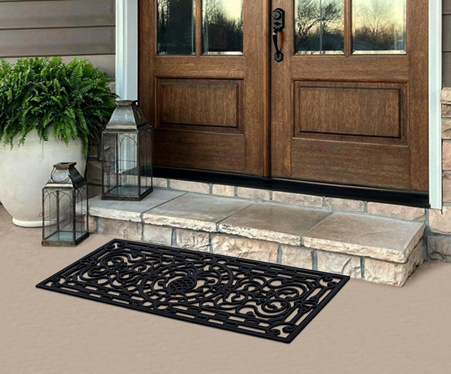 A1HC Outdoor Doormat, Natural Rubber, 18" x48”, Ideal for Outside entryway,Dirt Shoe Scraper,Heavy Duty Door mat for Indoor Outdoor,Rug Mats for Entry,Patio, Welcome Mats