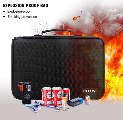 ENGPOW Battery Organizer, Fireproof Battery Organizer Storage Case with Tester (BT168),Water-Resistant Explosionproof Battery Holder Box with Cover and Zipper, Holds 220+ AA AAA C D 9V Batteries