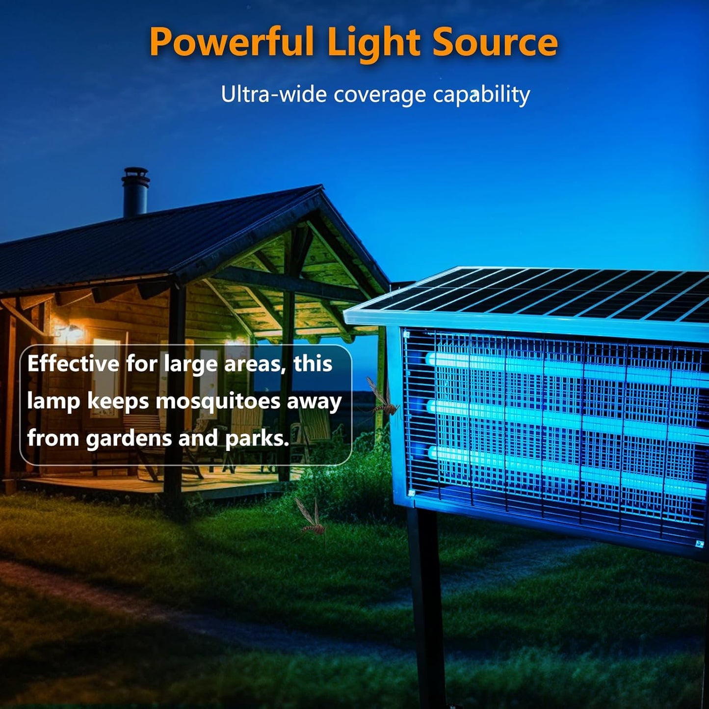 Powerful Large Solar Bug Zapper for 3000 sq.ft with 13FT Extension Cord | Rechargeable Outdoor Mosqutio Killer with 13W Solar Panel, Waterproof Solar Bug Zapper for Patio Garden Backyard RV Camping