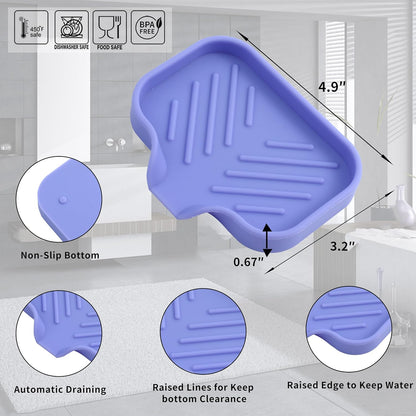 MicoYang Silicone Bathroom Soap Dishes with Drain Spout-Bathroom and Kitchen Sink Organizer,Sponge Holder,Dish Soap Tray,Perfect for Dispenser,Scrubber,Bottle,Cup on Sink or Counter-Coffee 4.9"×3.2"