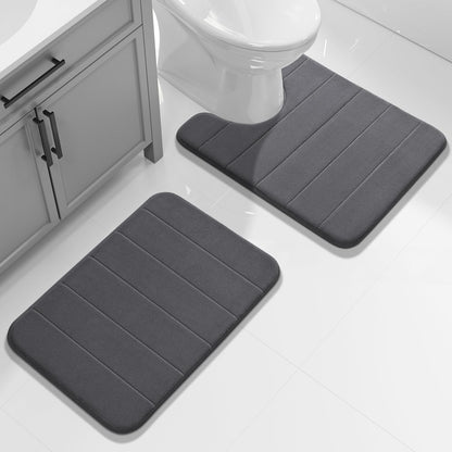 Yimobra Memory Foam Bath Mat, Super Soft Absorbent Bathroom Rug Non Slip, Quick Dry, Machine Washable Floor Carpet for Tub Shower, Home Decor Accessories, 24x17, Grey