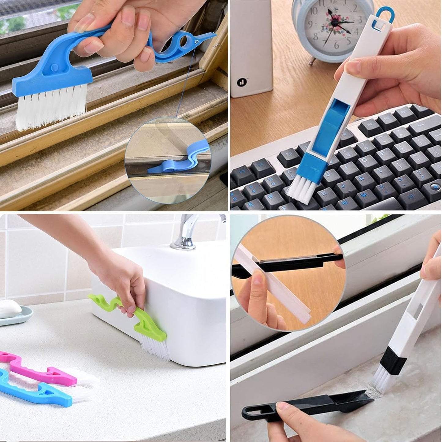 TuTuYa 12PCS Window Track Cleaning Set, Deep Clean Groove Gap Cleaning Brush Kit for Window, Blinds, Door Tracks, Sliding Doors, Tile Lines, Keyboards, Tile