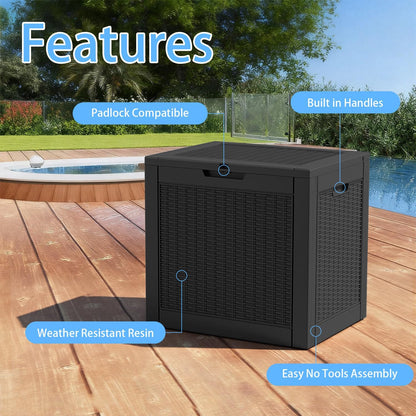 Vixzen 55 Gallon Deck Boxes Outdoor Waterproof, Lockable Resin Storage Box with lid for Furniture Cushions, Weatherproof Containers Outside Storage Boxes for Garden Patio Pool Tools(Black, 55 Gallon)