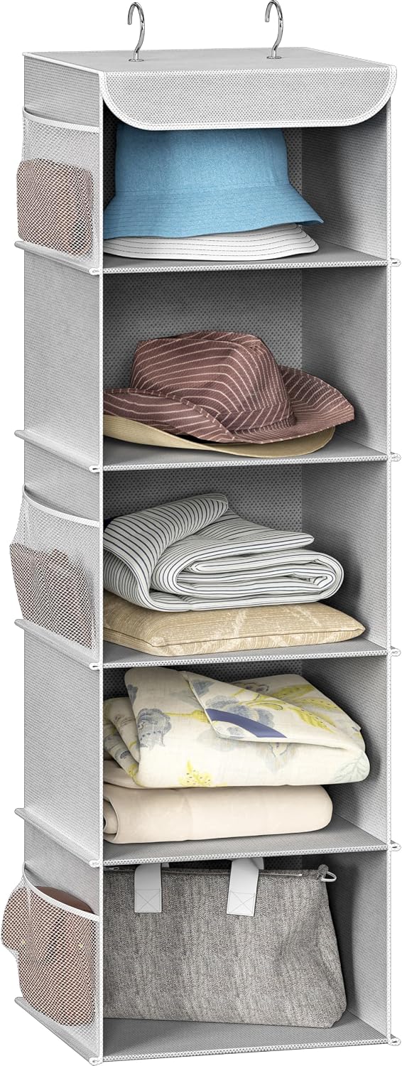 Simple Houseware 6 Shelf Hanging Closet Organizer, Gray