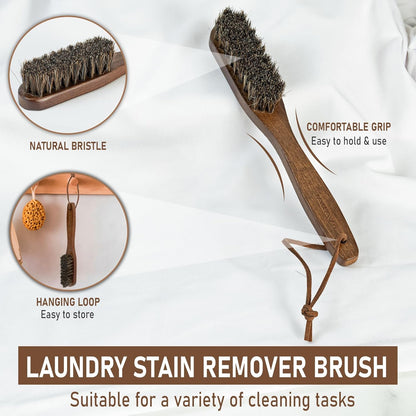 TAKAVU Horsehair Laundry Stain Brush Set, 2 Pack, Soft Bristle | Spot & Pre-Wash Cleaner for Delicate Fabrics, Clothes & Garments, Gentle Fabric Care, Removes Set-In Stains, Travel Use