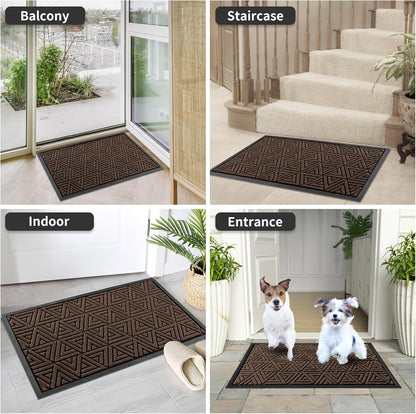 Yimobra Front Door Mat Outside Entrance 29.5x17, Waterproof Heavy Duty Outdoor Mats for Front Door, Non Slip Rubber Entry Mat for Garage Patio Indoor, Grey