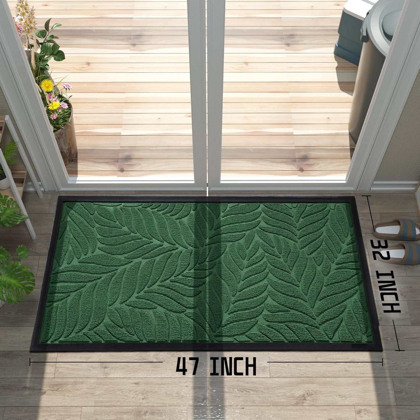Yimobra Front Door Mat Outdoor Indoor, 29.5x17 All-Season Waterproof Door Mat Outside Entrance, All-Weather Non-Slip Outside Doormat for Garage Patio Entryway, Brown