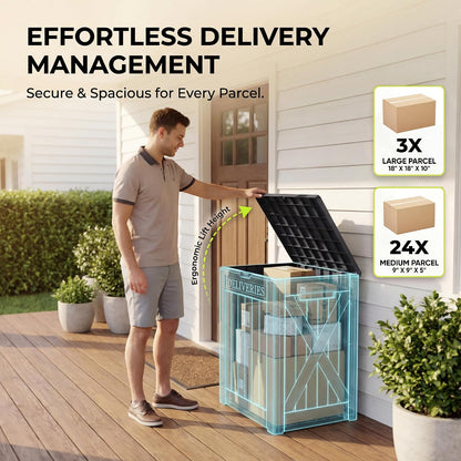 Greesum Outdoor Storage Box 31 Gallon Storage Box with Lid for Patio Furniture, Garden Tools, Pool Supplies, Waterproof and UV Resistant, Lockable, Dark Black