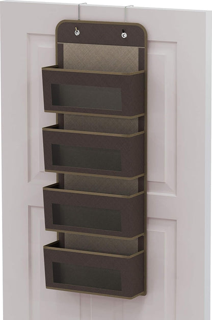 Simple Houseware 6 Clear Window Pocket Over Closet Door Storage Hanging Organizer for Bedroom, Bathroom, Pantry, Beige