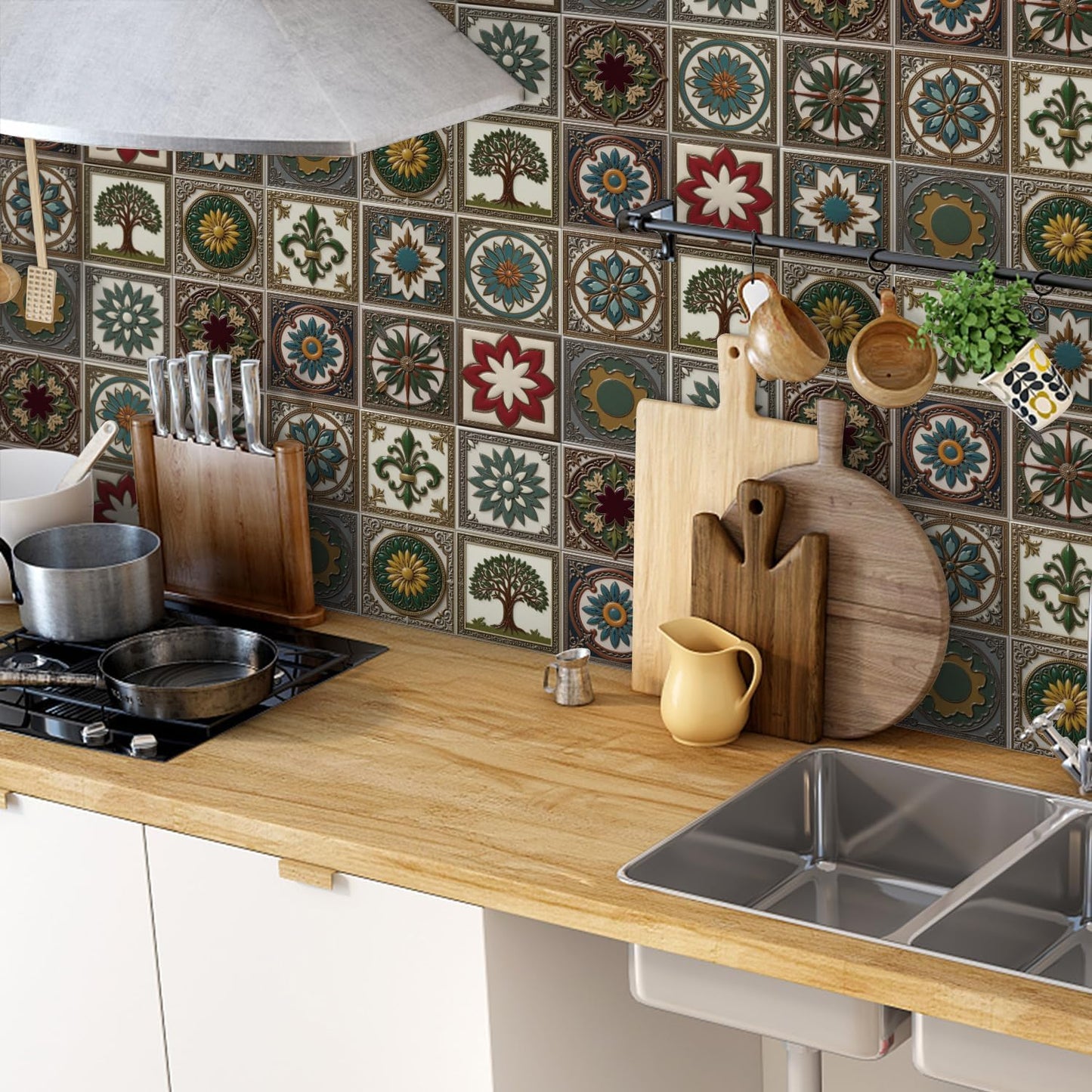 Peel and Stick Backsplash Tile Sticker for Kitchen and Bathroom Walls - 24 Removable 5.9"x5.9" Tiles, Waterproof