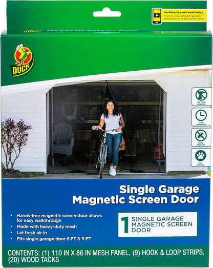 Duck Brand Hands-Free Magnetic Screen Door for Standard Width Door - Mesh Patio Door and Bug Screen with Magnets - 39 x 86 Inches, Black