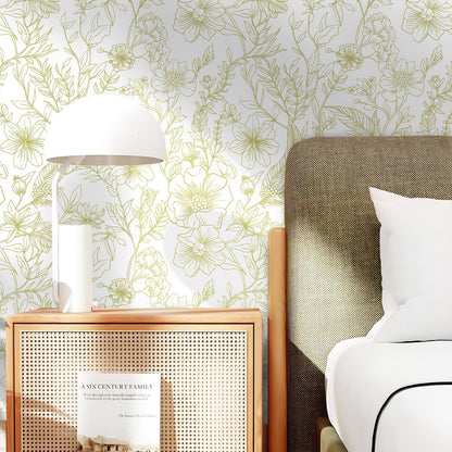 GloryTik Floral Peel and Stick Wallpaper, Removable Blue Floral Contact Paper, Self Adhesive Renter Friendly Wallpaper for Bedroom Living Room Bathroom (17.3" x 78.7")