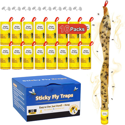 40 Pack Fly Strips Sticky Hanging Fly Trap Indoor Outdoor with Pins | Fly Paper Tape Fruit Fly Gnat Fungus Bug Catcher for Winged Insect & Mosquito for Orchard Farm Home Kitchen