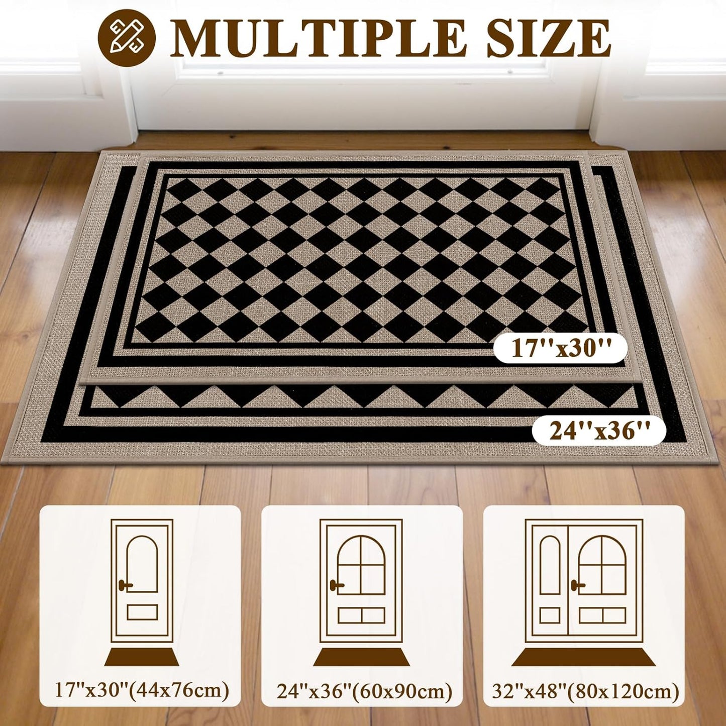 Vaukki Indoor Door Mat 17"x30", Ultra Thin Doormat Indoor Entrance, Non Slip Rubber Backed Inside Welcome Mat for Front Door, Low-Profile Washable Dirt Trapper Entry Floor Mat for Entryway, Sweet Home